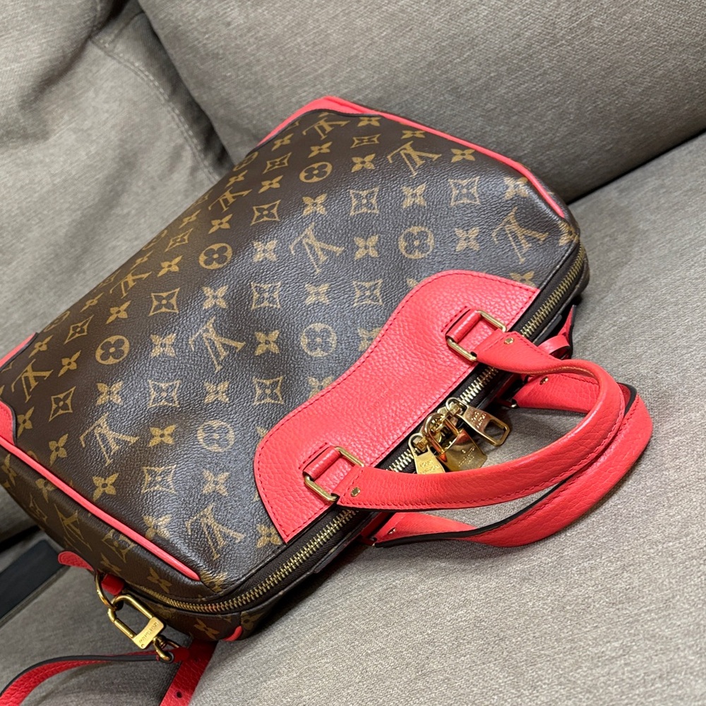 Louis Vuitton Retiro NM Monogram Bright Coral Trim Satchel Bag - Picture 10 of 14